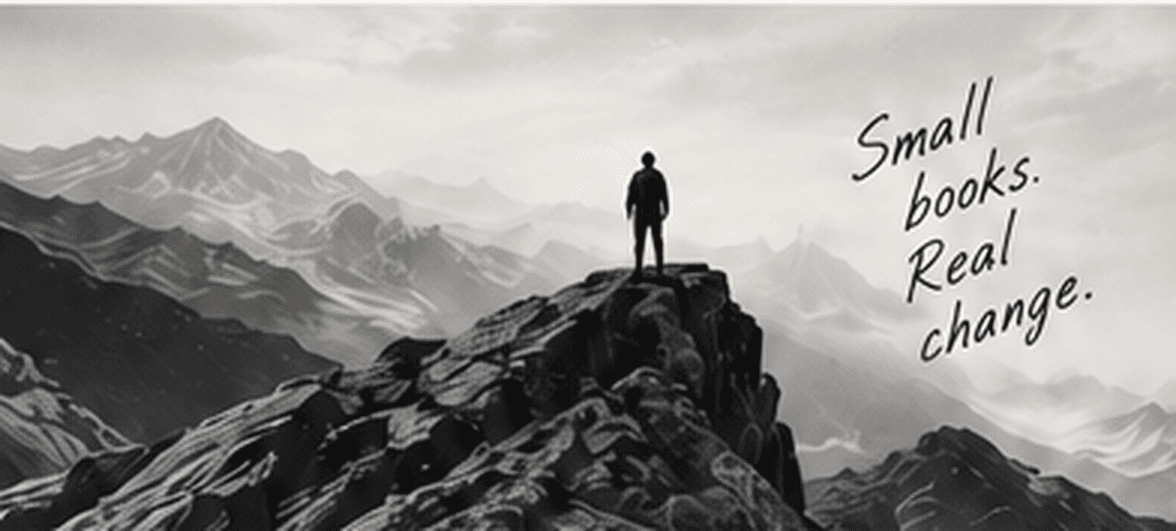 A figure standing on a mountain summit